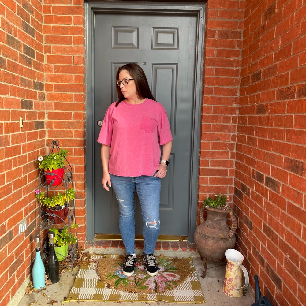 Hot Pink Solid Bright Oversized Chest Patch Pocke… - image 5